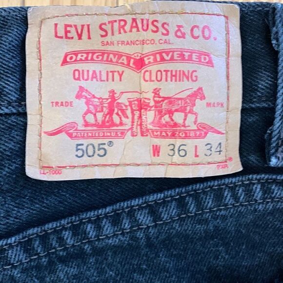 Levi's Vintage 505 Black Jeans Regular Fit size‎ 36 x 34 - Picture 5 of 9